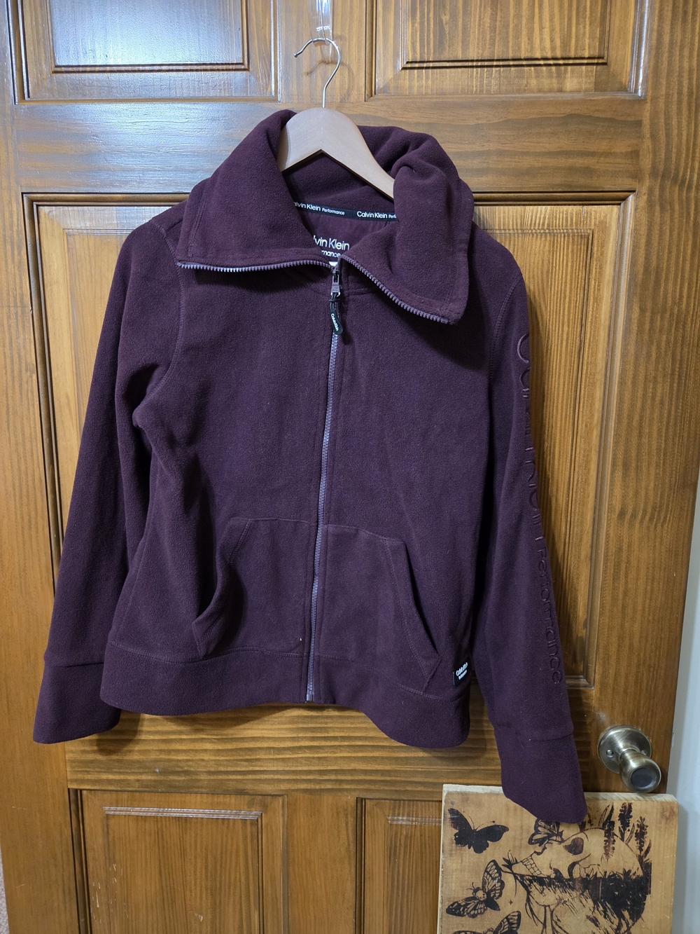 Calvin Klein Women's Zip-Up Teddy Jacket in Plum